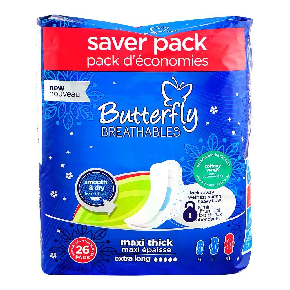 Butterfly Breathable Maxi Thick Sanitary Pads, Extra Long