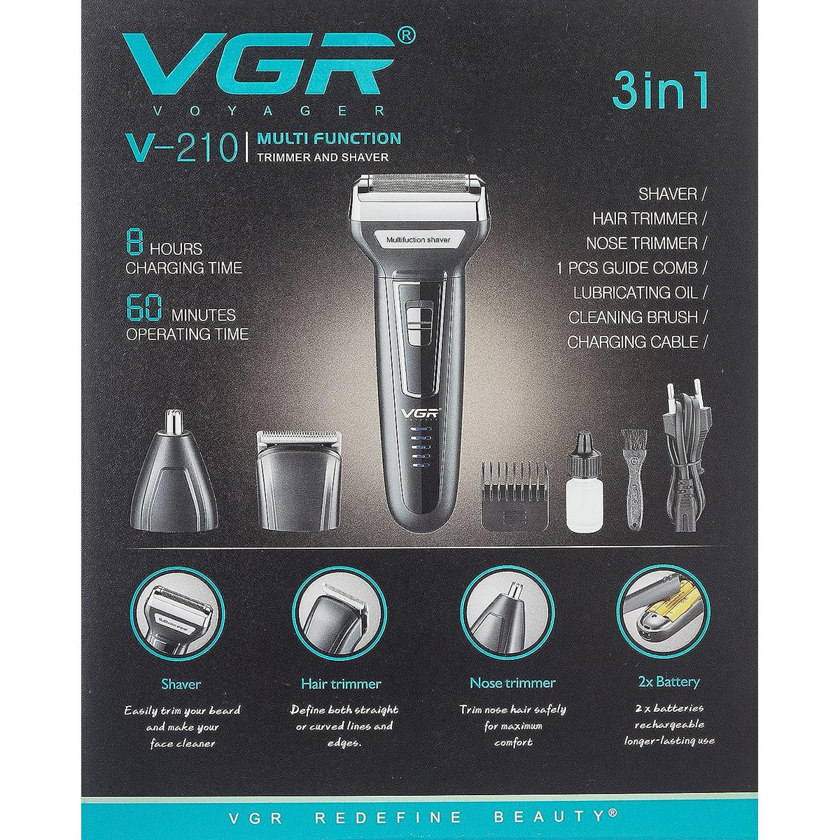 VGR V-210 Multi Function Trimmer And Shaver | Rechargeable | For Men