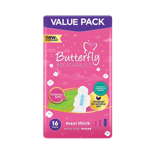 BUTTERFLY MAXI THICK EXTRA LONG COTTONY SOFT 8 PADS MULTI