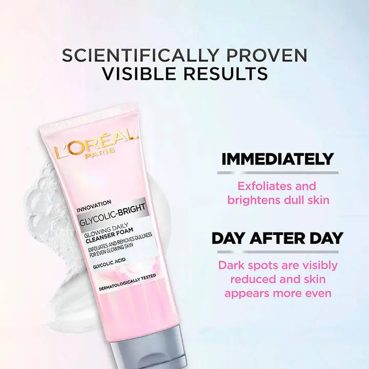 L'Oreal Paris Glycolic Bright Daily Foaming Face Cleanser 100ML