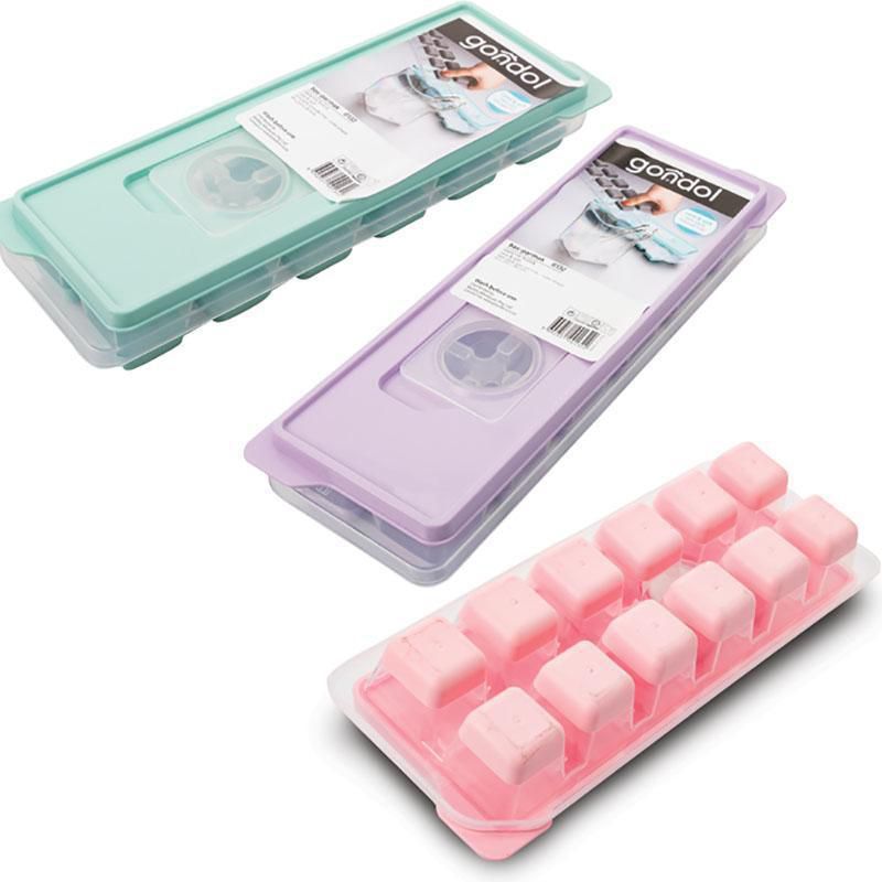 Pack of 2 Imported Ice Cube Tray 12 Cube with Lid Assorted Colours