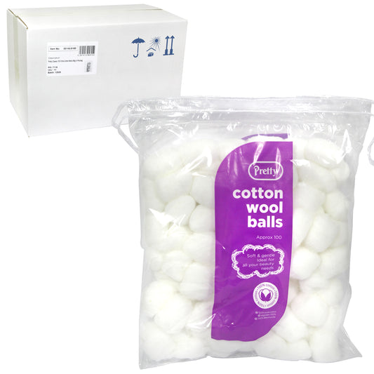 PRETTY COTTON WOOL BALLS 100'S WHITE X12