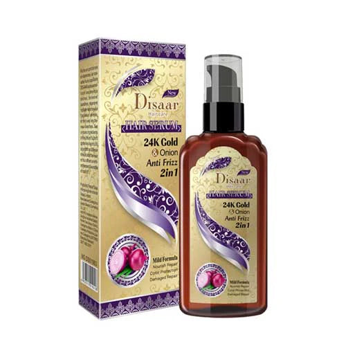 Disaar Hair Serum 2In1 24K Gold & Onion Anti Frizz Mild Formula 120Ml