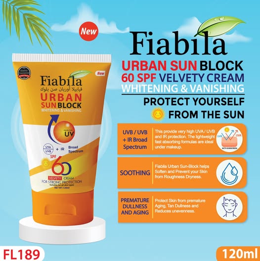 Fiabila Urban Sun Block SPF 60 Whitening & Vanishing – 120ML