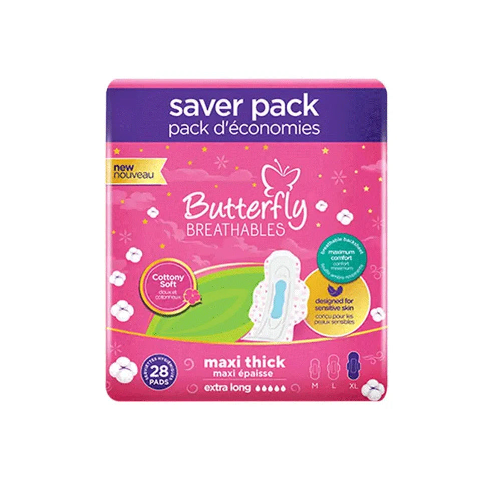 BUTTERFLY MAXI THICK EXTRA LONG COTTONY SOFT 8 PADS MULTI