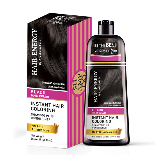 Hair Energy Instant Hair Coloring Shampoo + Conditioner (Black Color) 250ml