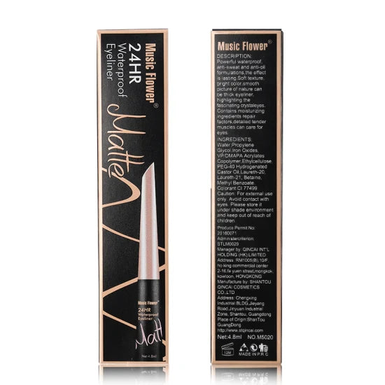 Music Flower Liquid Eyeliner Pencil 24h Long Lasting Matte Eye Liner Waterproof Eyeliner