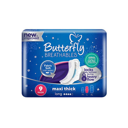 Butterfly Breathables Maxi Thick Dry Sanitary Pads Long